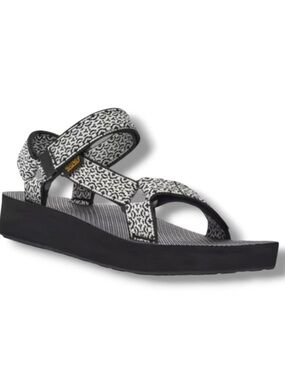 Teva Midform Universal Platform Sandal Black White Size 9 NWOT